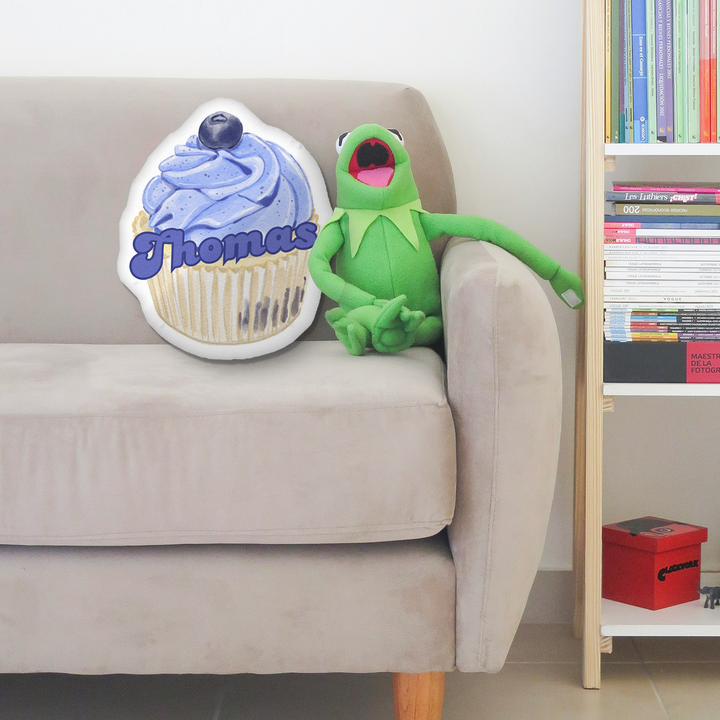 Blueberry Cupcake Pillow with Your Name