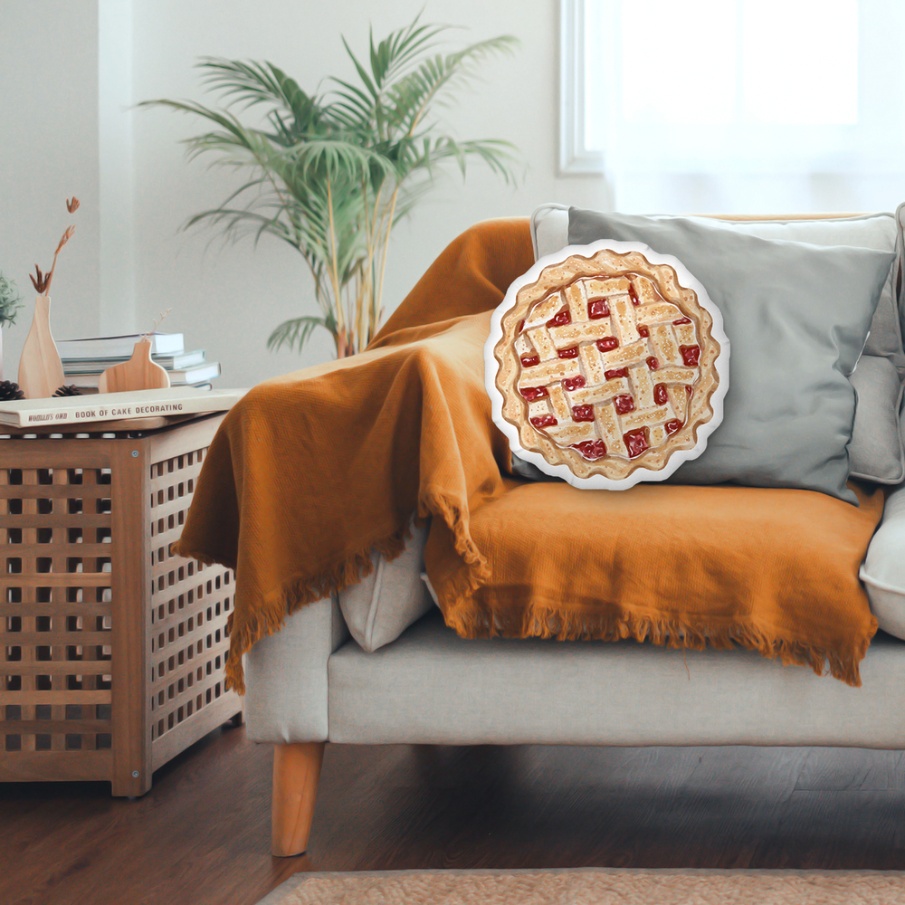 Cherry Pie Pillow - Cute Food Pillow by Wolf Pup Creative