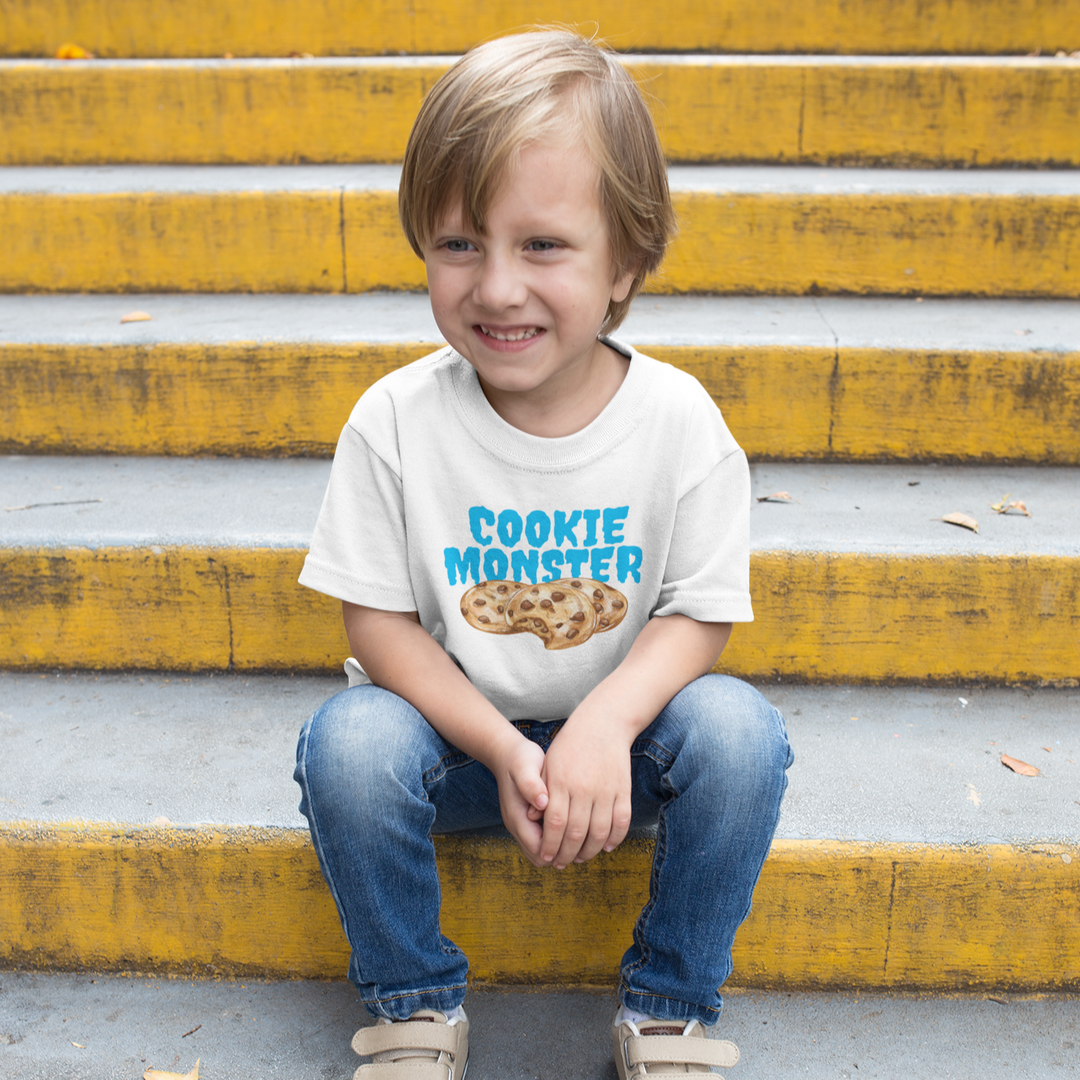 Cookie Monster Blue Short Sleeve Tee for Kids by Wolf Pup Creative