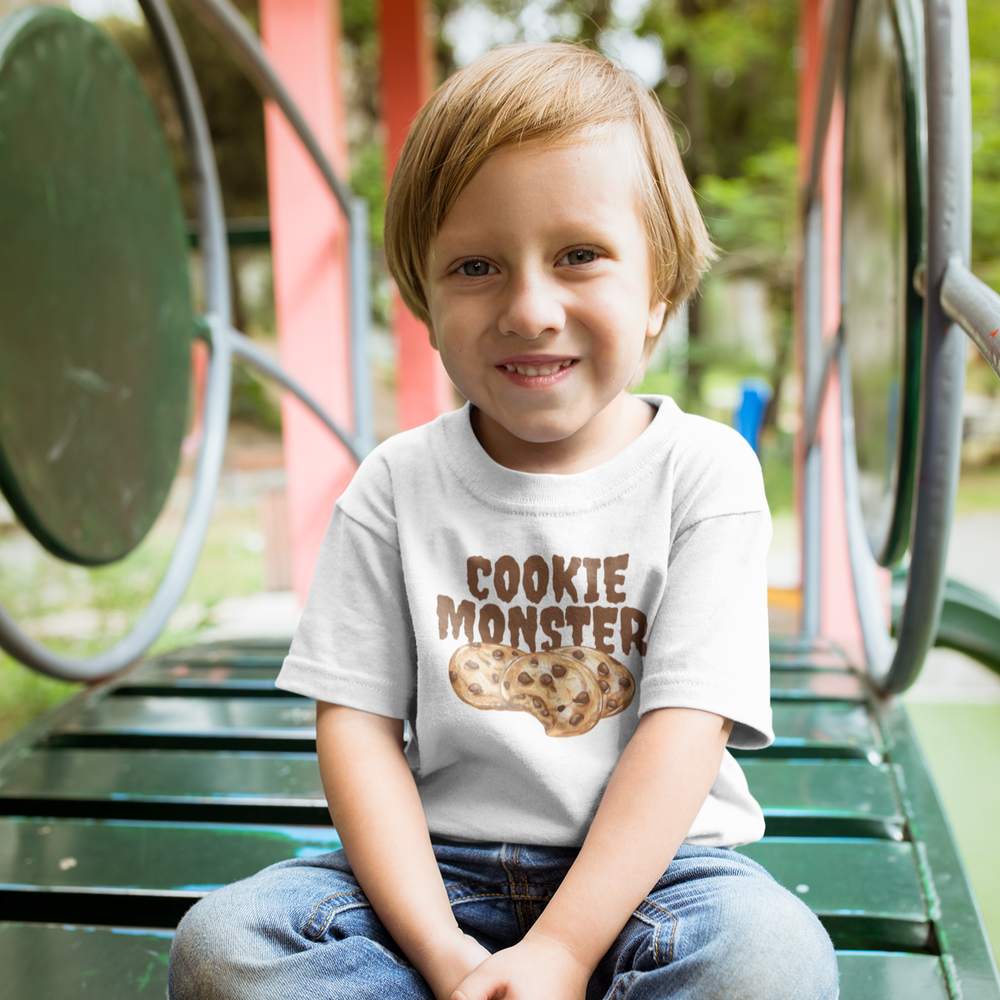 Cookie Monster Short Sleeve Cookie Tee for Young Boys by Wolf Pup Creative