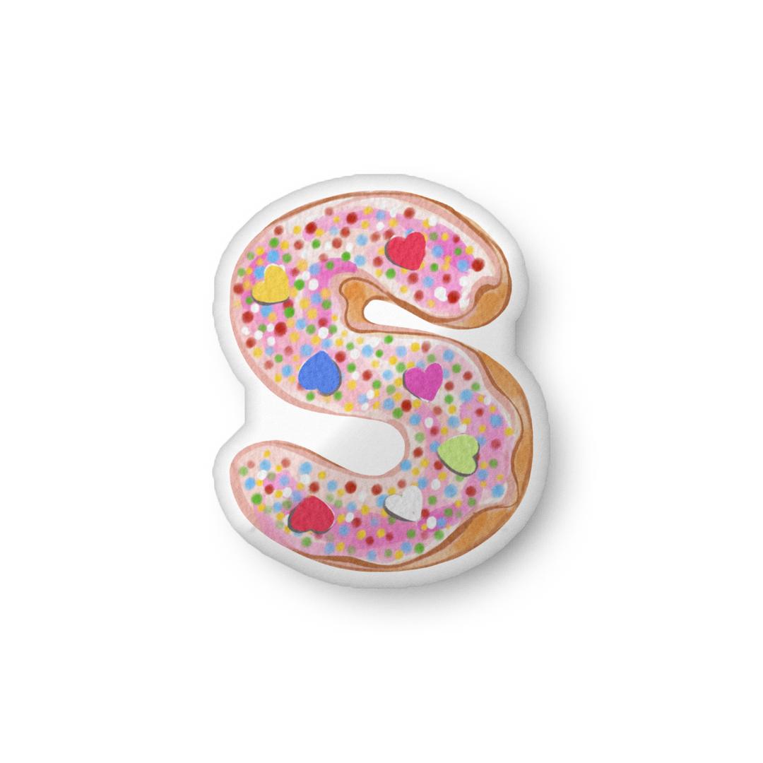 Letter "S" Sprinkles Donut Pillow