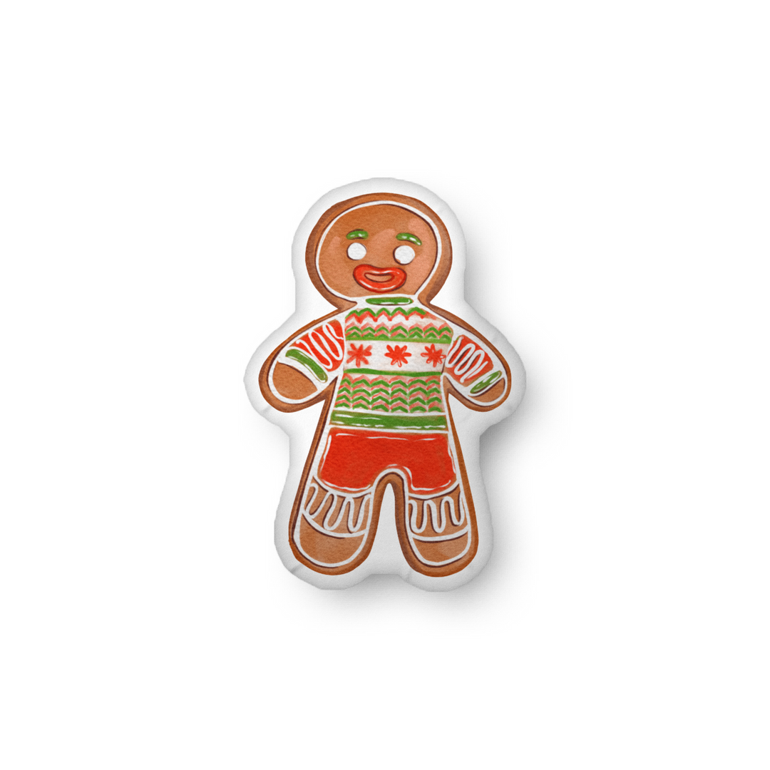 Gingerbread Man Pillow - Festive Christmas Pillow Design by Wolf Pup Creative