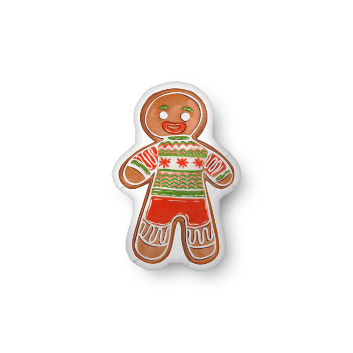 Gingerbread Man Pillow - Festive Christmas Pillow Design by Wolf Pup Creative