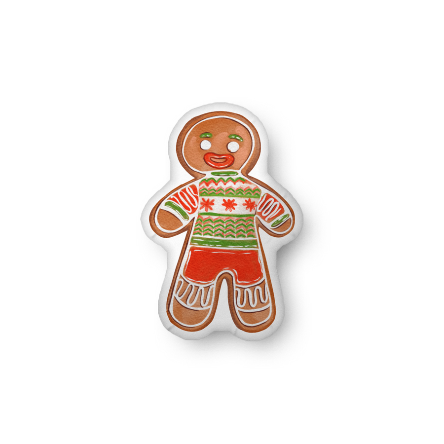 Gingerbread Man Pillow - Festive Christmas Pillow Design by Wolf Pup Creative