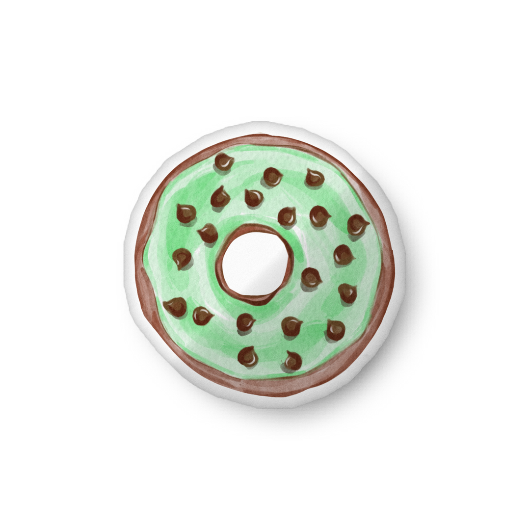 Mint Chocolate Chip Donut Pillow