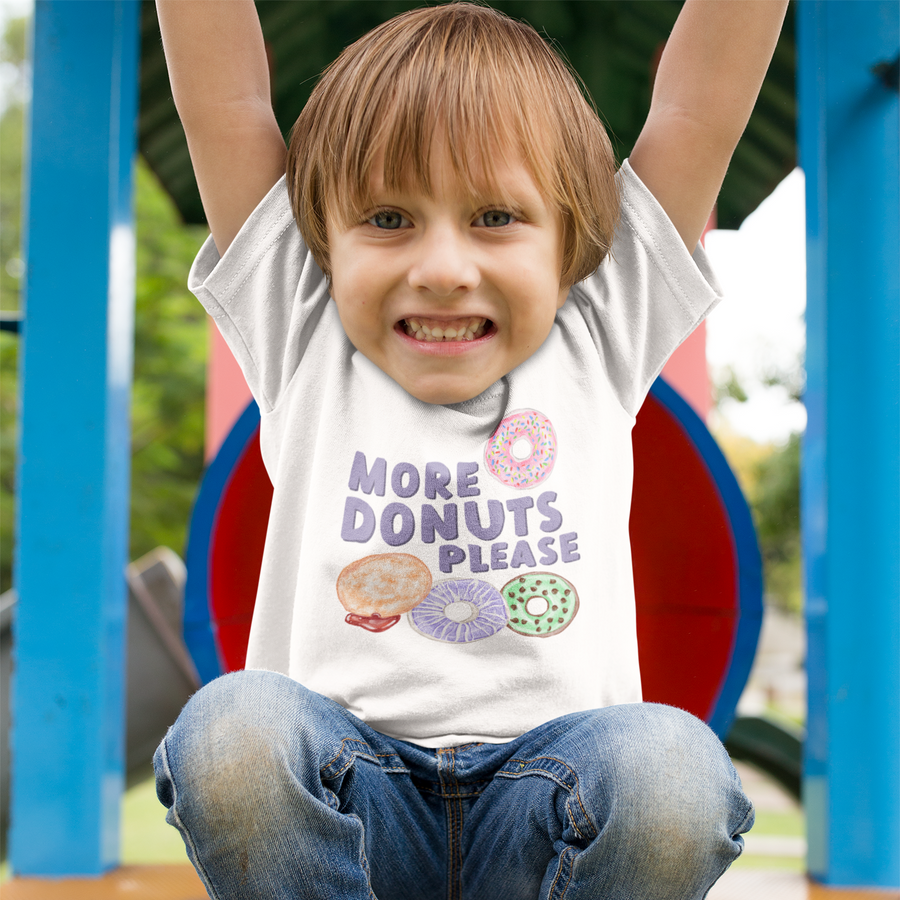 More Donuts Please Colorful Kids Shirt by Wolf Pup Creative