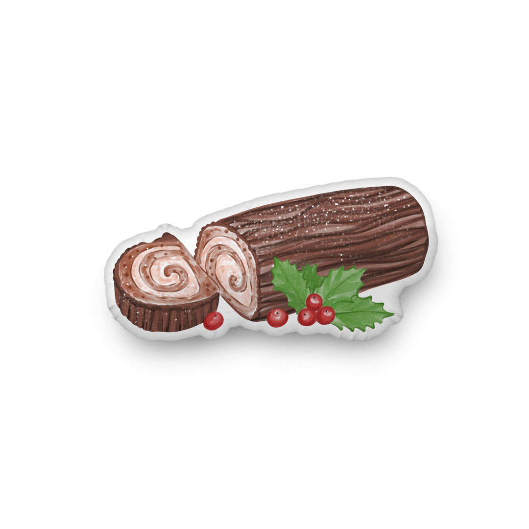 Yule Log Christmas Dessert Pillow