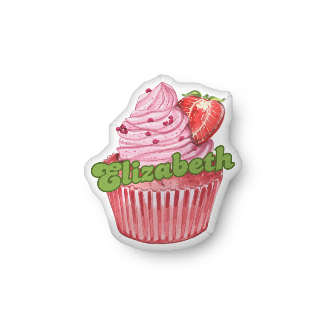 Strawberry Cupcake Pillow with Your Name by Wolf Pup Creative