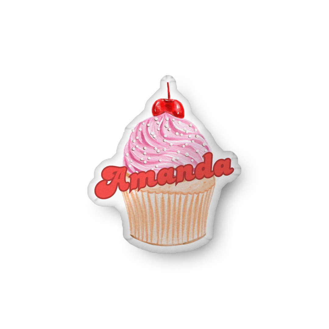 Cherry Cupcake Pillow with Your Name