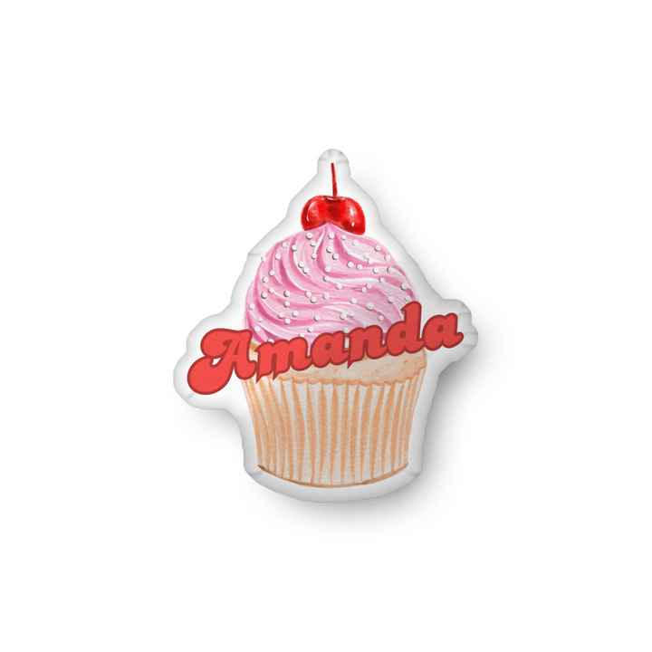 Cherry Cupcake Pillow with Your Name