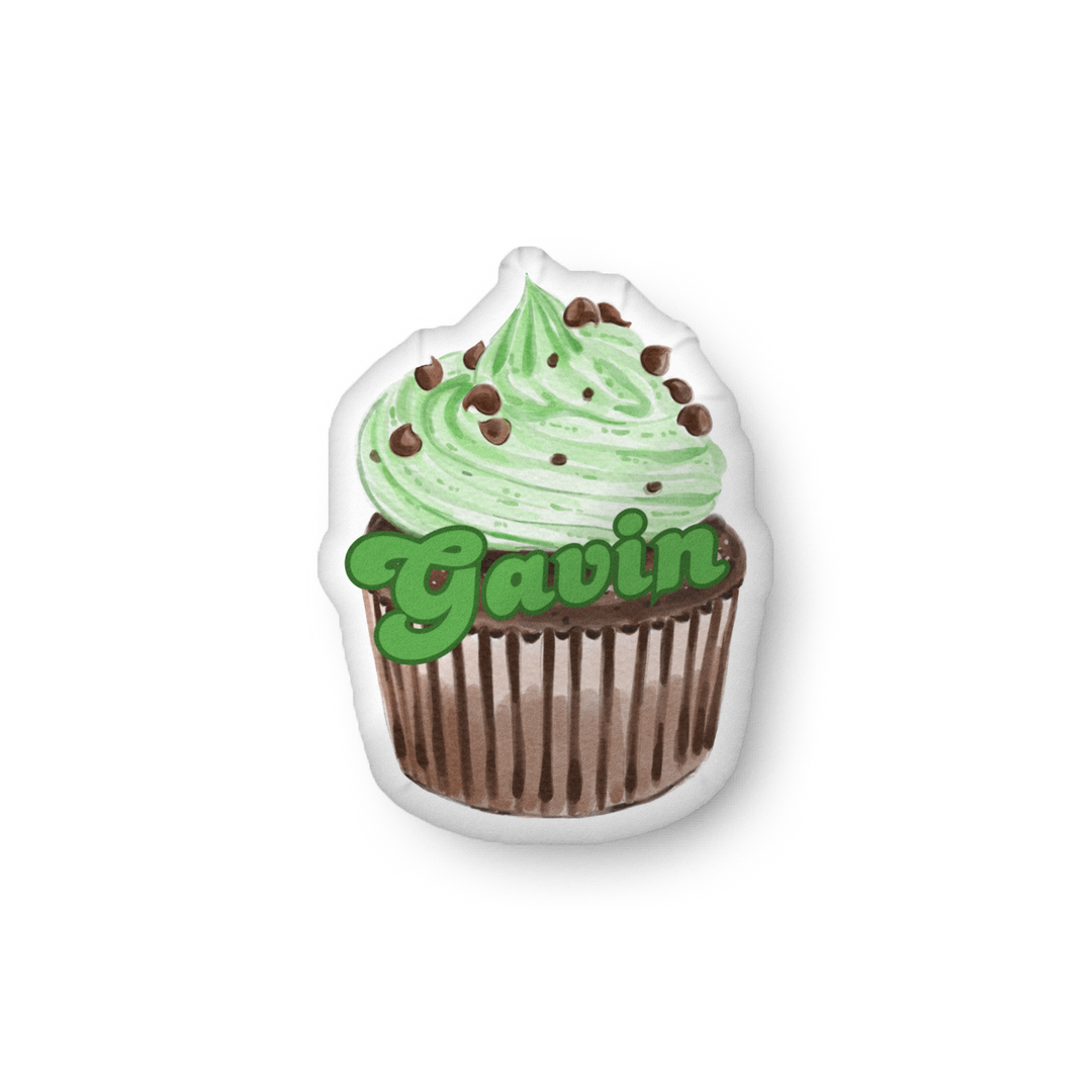 Mint Chocolate Chip Cupcake Pillow with Your Name