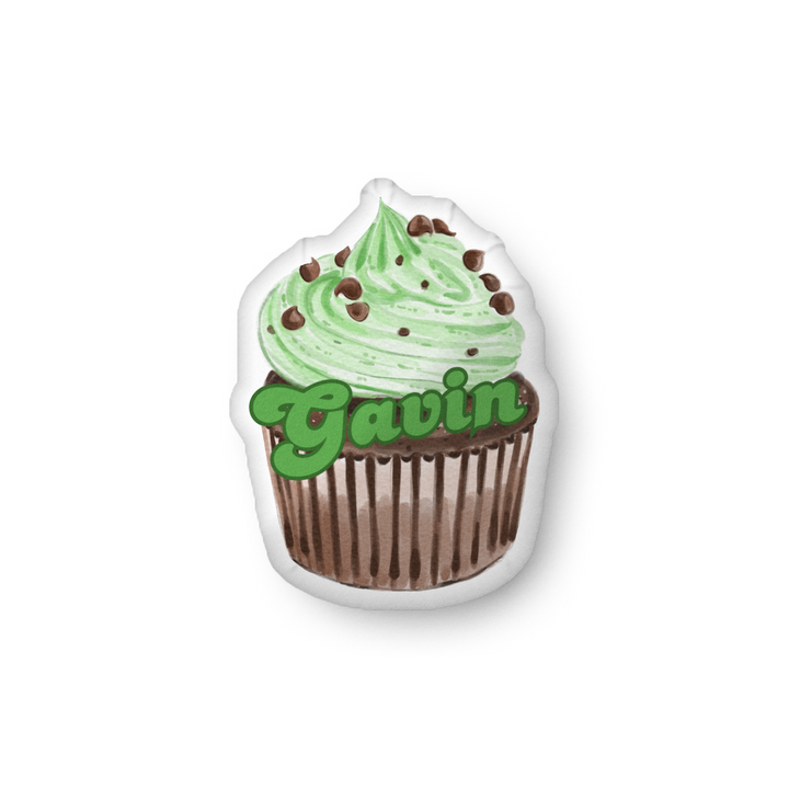 Mint Chocolate Chip Cupcake Pillow with Your Name