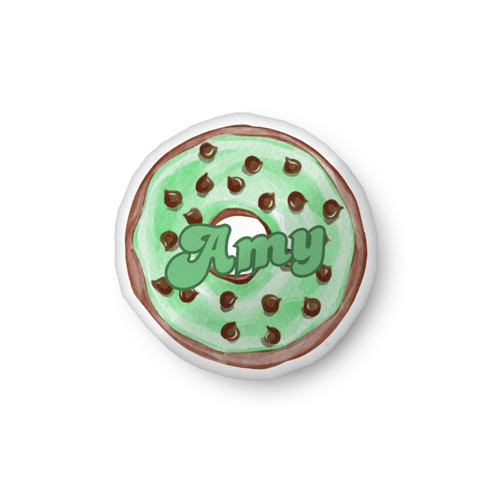 Mint Chocolate Chip Donut Pillow with Your Name